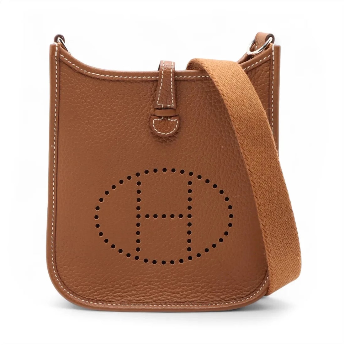 HERMES EVELYN 16 TPM TAURILLON CLEMENCE GOLD: Hermes evelyn 16 TPM Taurillon Clemence Gold Brand: Hermès Type: Shoulder bag Material: Taurillon Clemence Color: Gold Size: Height:7.7inchLength:6.9inchDepth:2.0inch Accessories: None Acc