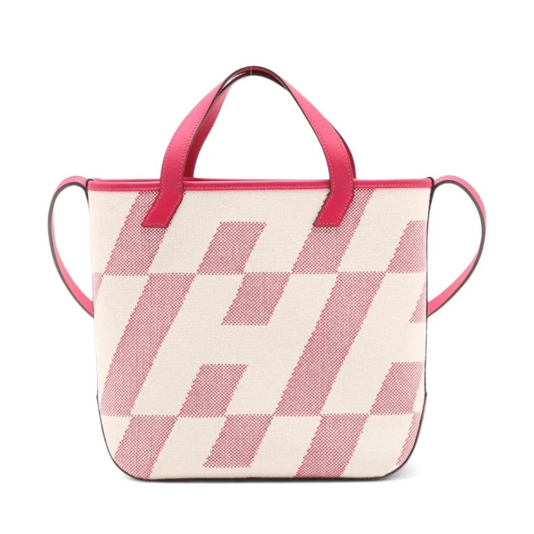 HERMES AMBIE-27 PM TWIRL ASH X VOW SWIFT: Hermes Ambie-27 PM Twirl Ash x Vow Swift Brand: Hermès Type: Shoulder bag Material: Toile H x Veau Swift Color: Beige x framboise Size: Height:9.4inch Length:11.4inch Depth:3.3inch Handle height:3.7i