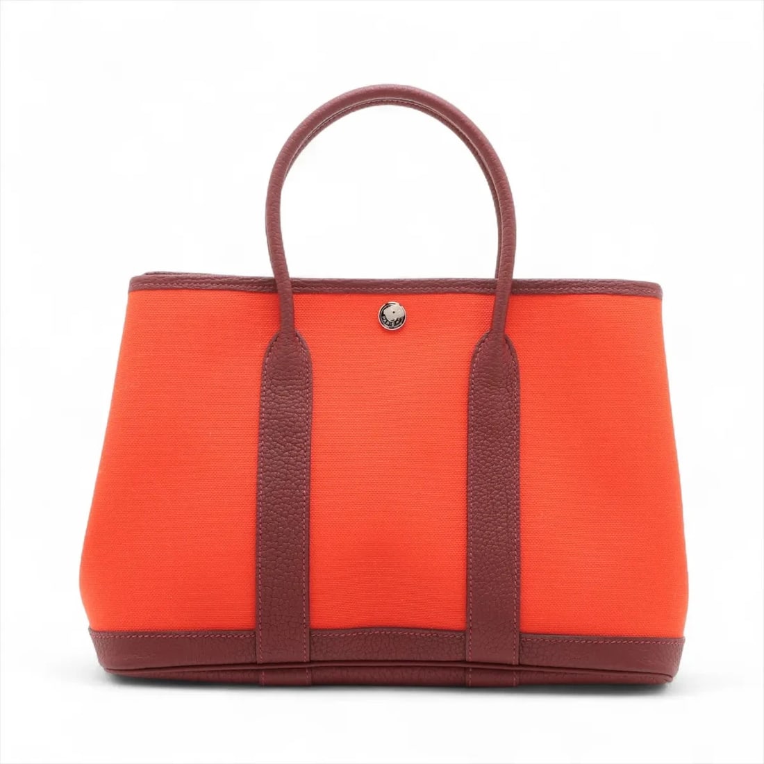 HERMES GARDEN PARTY 30 TPM TWAL MILITARY X NEGONDA: Hermes Garden Party 30 TPM Twal Military x Negonda Brand: Hermès Type: Tote bag Material: Toile x Military Negonda Color: Orange x rouge ash Size: Height:8.3inch Length:12.0inch Depth:5.5inch Handle 