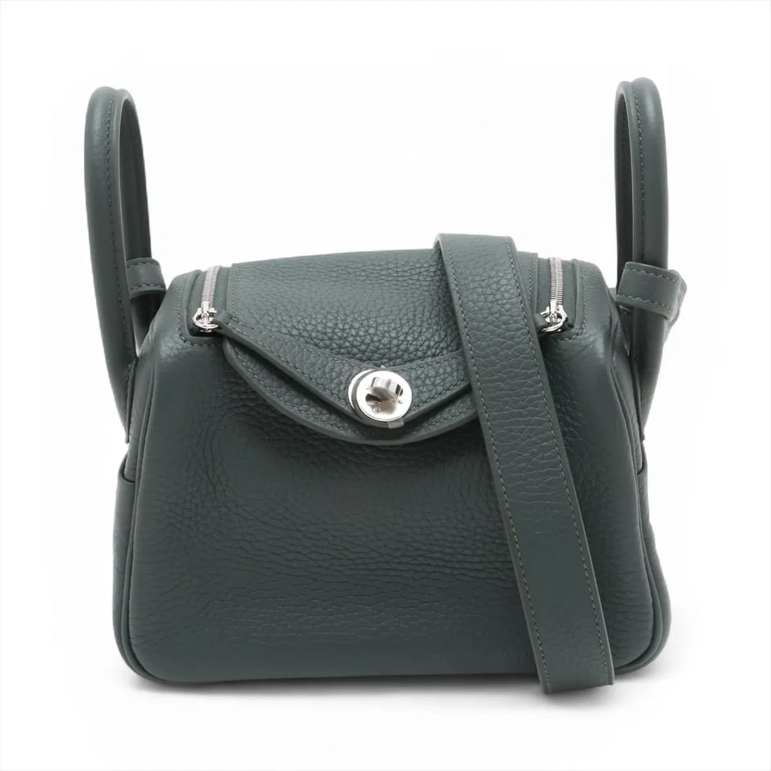 HERMES LINDY MINI 20 TAURILLON CLEMENCE VEAL MANGROVE: Hermes Lindy mini 20 Taurillon Clemence Veal Mangrove Brand: Hermès Type: Shoulder bag Material: Taurillon Clemence Color: Veal Mangrove Size: Height:4.9inchLength:7.3inchDepth:3.7inch Accessories