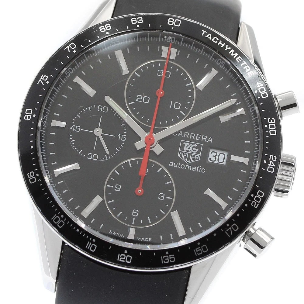 TAG HEUER CARRERA CHRONOGRAPH BLACK AUTOMATIC WATCH: TAG HEUER Carrera Chronograph Black Automatic Watch Brand: TAG HEUER Type: Wristwatch Material: Band Material rubber, Case Material Stainless Steel Color: Band Color black, Dial Colorblack, Case Color
