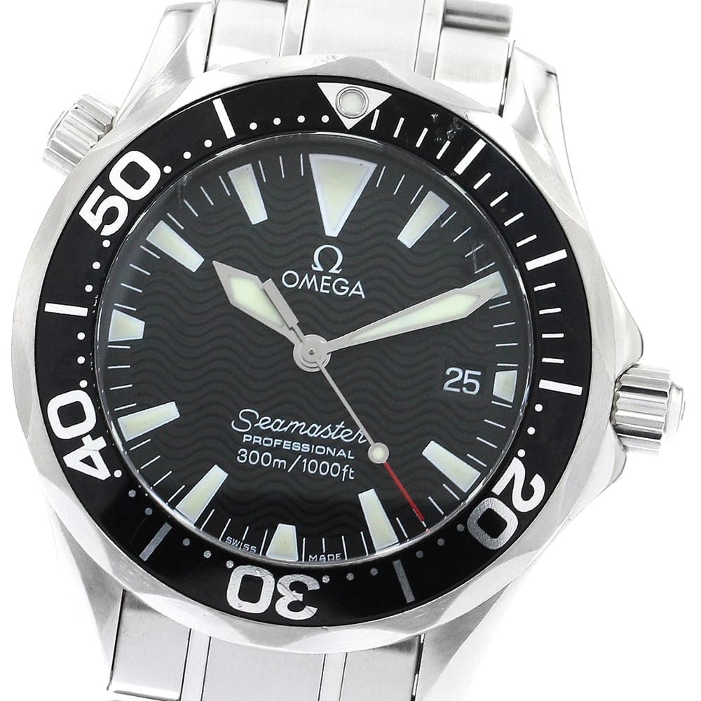 OMEGA SEAMASTER PROFESSIONAL BLACK QUARTZ WATCH: OMEGA Seamaster Professional Black Quartz Watch Brand: OMEGA Type: Wristwatch Material: Band Material Stainless Steel, Case Material Stainless Steel Color: Band Color Silver, Dial Colorblack, Case