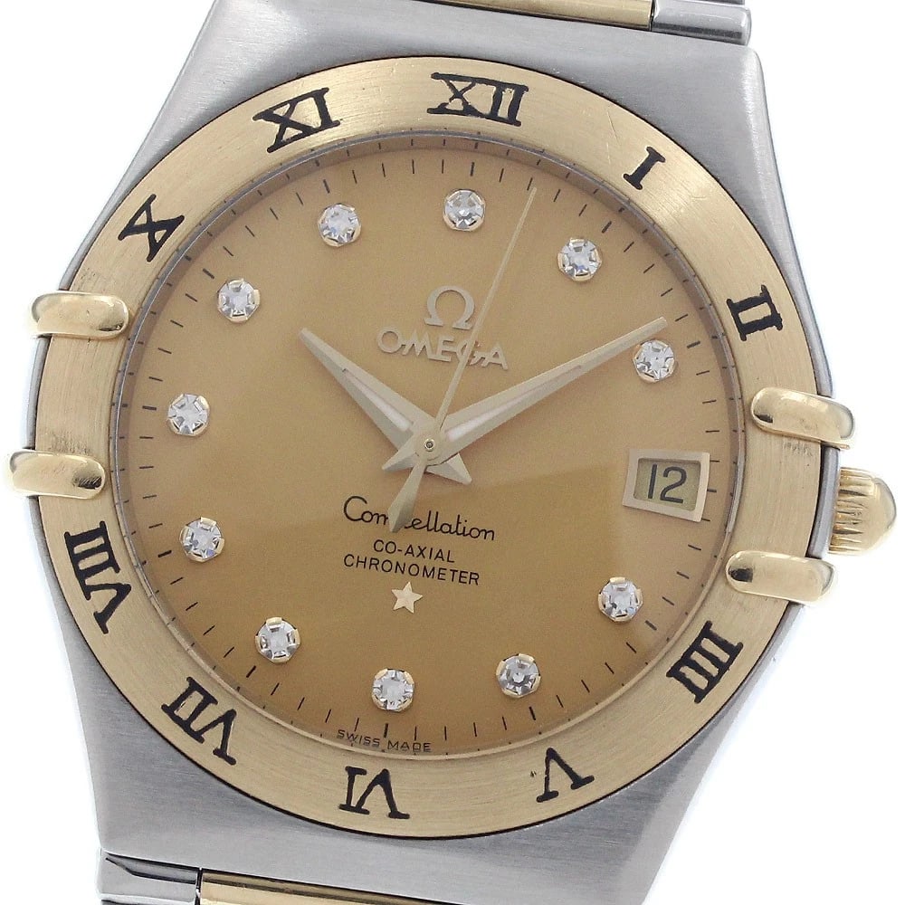 OMEGA CONSTELLATION GOLD AUTOMATIC WATCH: OMEGA Constellation gold Automatic Watch Brand: OMEGA Type: Wristwatch Material: Band Material Stainless Steel/YG, Case Material Stainless Steel/YG Color: Band Color Silver/Yellow Gold, Dial Colorgold
