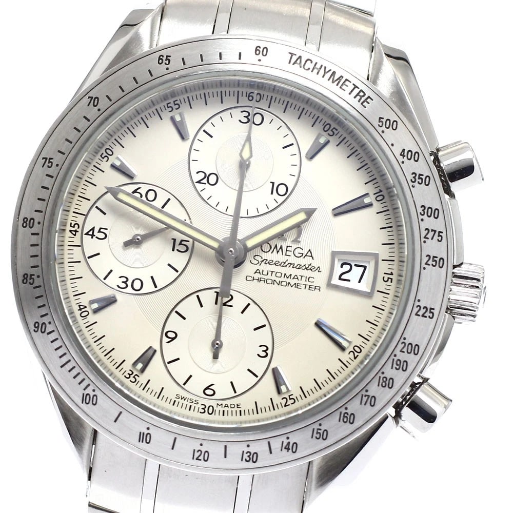 OMEGA SPEEDMASTER DATE SILVER AUTOMATIC WATCH: OMEGA Speedmaster Date Silver Automatic Watch Brand: OMEGA Type: Wristwatch Material: Band Material Stainless Steel, Case Material Stainless Steel Color: Band Color Silver, Dial ColorSilver, Case Colo