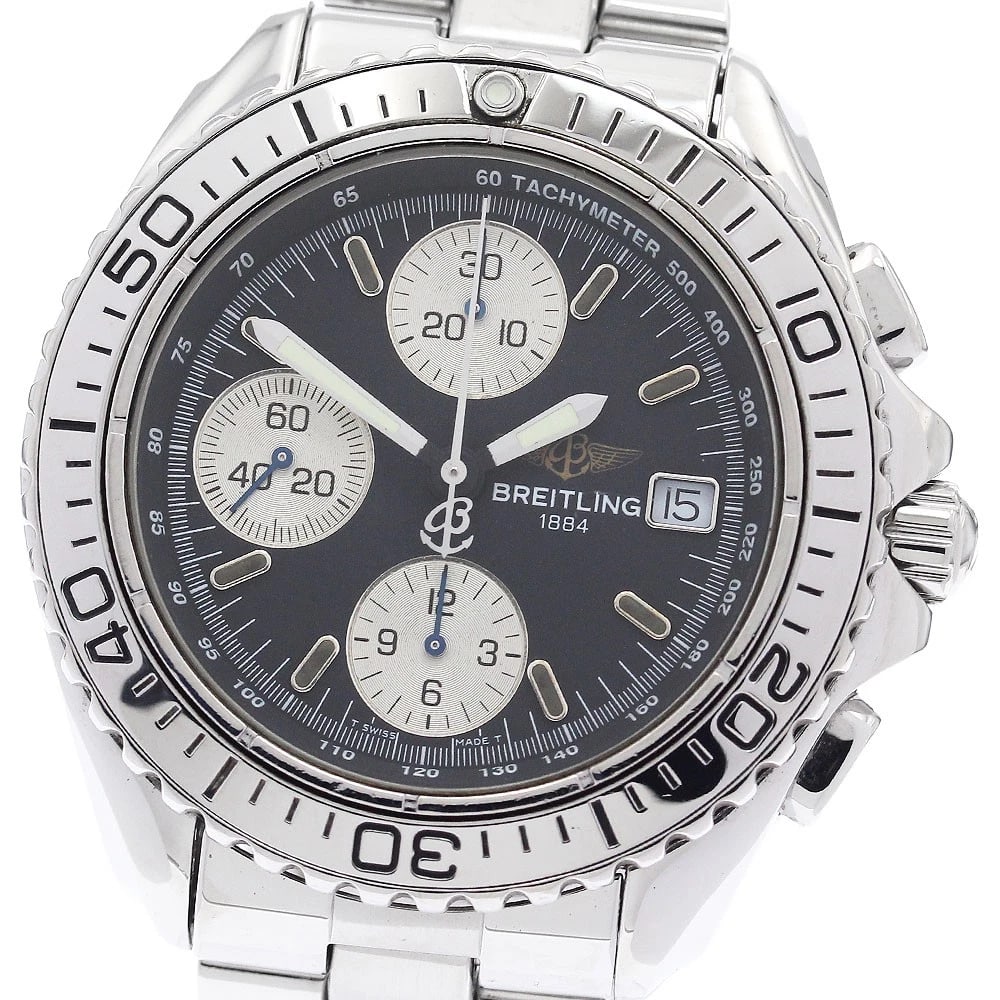 BREITLING CHRONO SHARK DATE BLACK AUTOMATIC WATCH: BREITLING Chrono Shark Date Black Automatic Watch Brand: BREITLING Type: Wristwatch Material: Band Material Stainless Steel, Case Material Stainless Steel Color: Band Color Silver, Dial Colorblack,