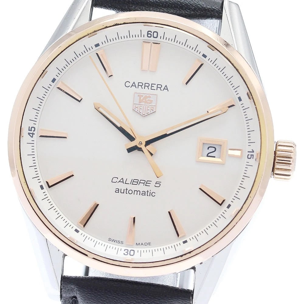TAG HEUER CARRERA CALIBER SILVER AUTOMATIC WATCH: TAG HEUER Carrera Caliber Silver Automatic Watch Brand: TAG HEUER Type: Wristwatch Material: Band Material leather, Case Material Stainless Steel/PG Color: Band Color black, Dial ColorSilver, Case Col