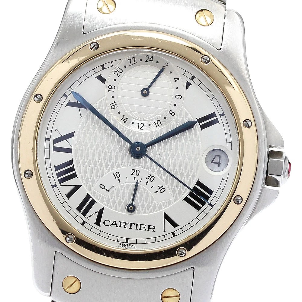 CARTIER SANTOS RONDO AUTOMATIC WATCH: CARTIER Santos Rondo Automatic Watch Brand: CARTIER Type: Wristwatch Material: Band Material Stainless Steel/YG, Case Material Stainless Steel/YG Color: Band Color Silver / Gold, Dial ColorSilver, Cas