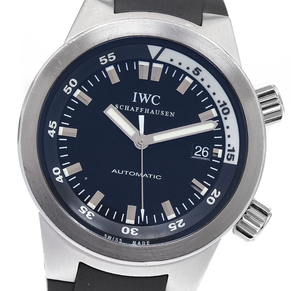 IWC SCHAFFHAUSEN AQUATIMER DATE BLACK AUTOMATIC WATCH: IWC SCHAFFHAUSEN Aquatimer Date black Automatic Watch Brand: IWC SCHAFFHAUSEN Type: Wristwatch Material: Band Material rubber, Case Material Stainless Steel Color: Band Color black, Dial Colorblack,