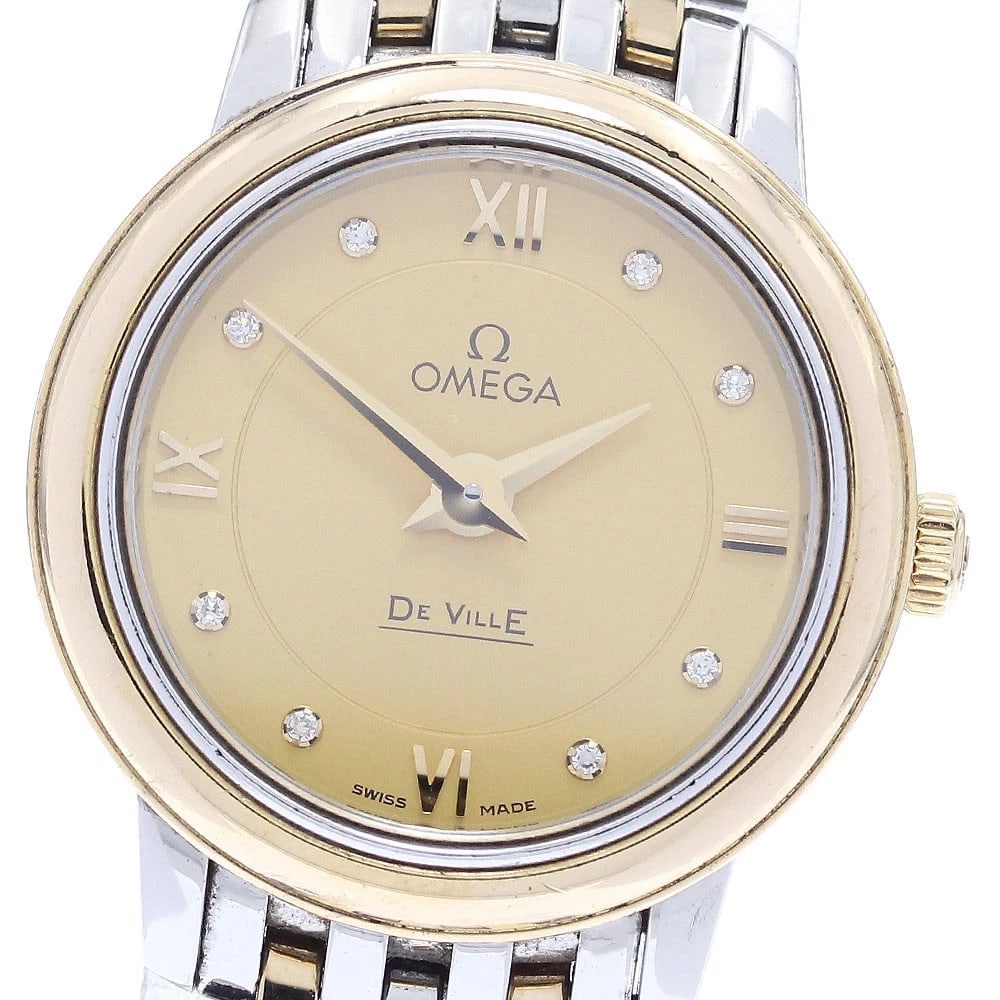 OMEGA DE VILLE PRESTIGE DIAMOND QUARTZ: OMEGA De Ville Prestige diamond Quartz Brand: OMEGA Type: Wristwatch Material: Band Material Stainless Steel/YG, Case Material Stainless Steel/YG Color: Band Color Silver / Gold, Dial Colorgold, Case