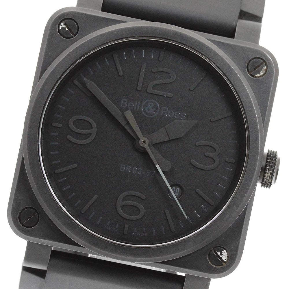BELL?ROSS BLACK PHANTOM DATE AUTOMATIC: Bell?Ross Black Phantom Date Automatic Brand: Bell?Ross Type: Wristwatch Material: Band Material rubber, Case Material ceramic Color: Band Color black, Dial Colorblack, Case Colorblack Size: Case Size