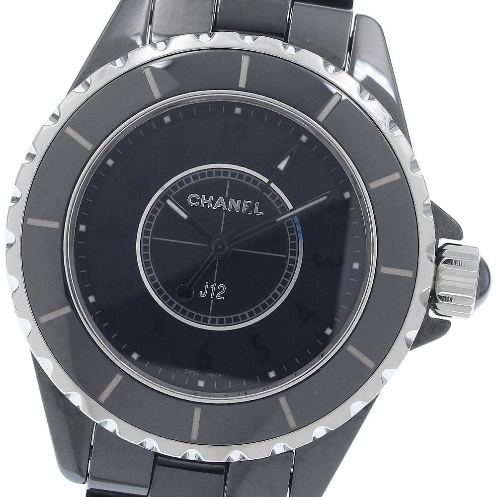 CHANEL J12 BLACK QUARTZ WATCH: CHANEL J12 black Quartz Watch Brand: CHANEL Type: Wristwatch Material: Band Material Stainless Steel / ceramic, Case Material Stainless Steel / ceramic Color: Band Color black, Dial Colorblack, Case