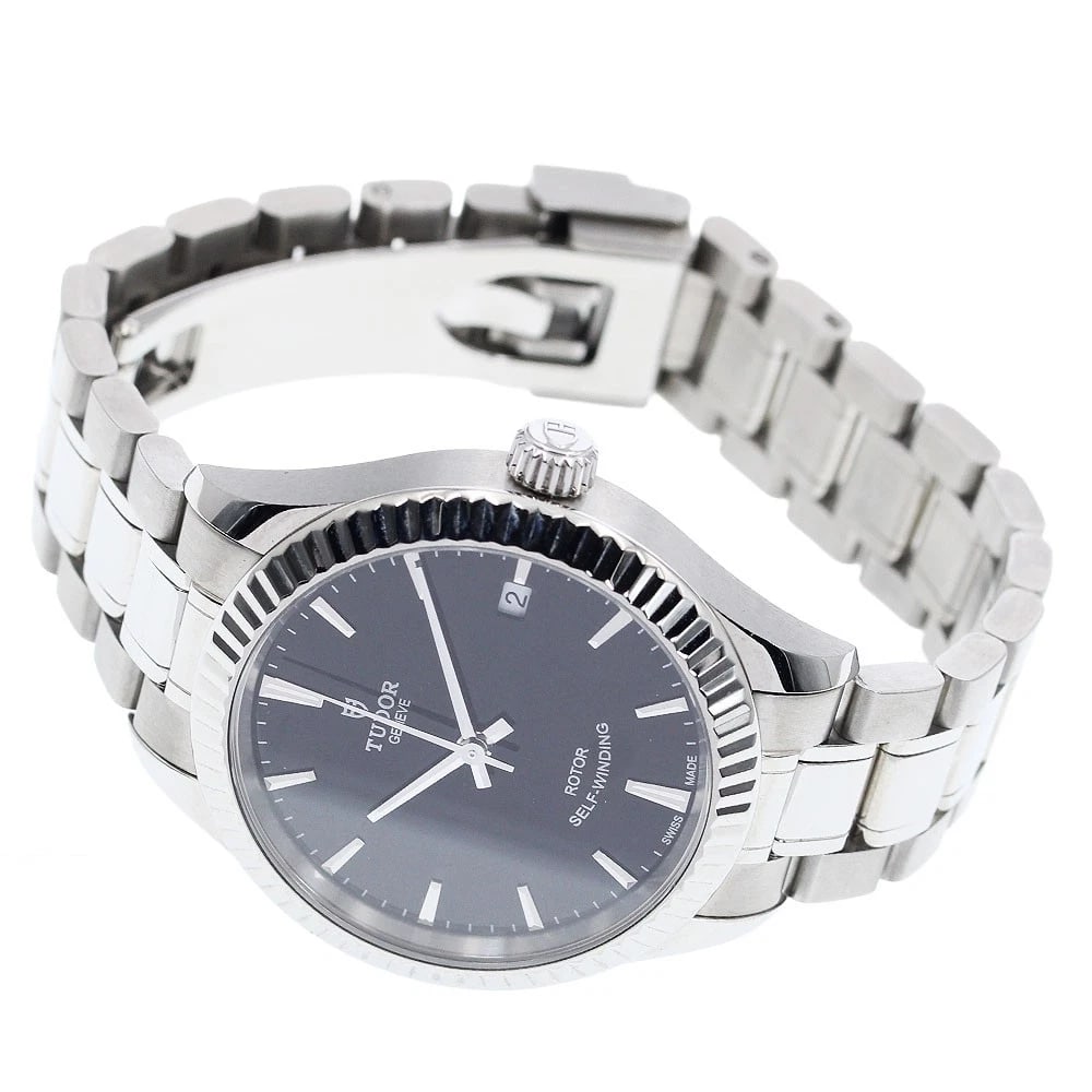 TUDOR STYLE DATE BLACK AUTOMATIC WATCH - 2