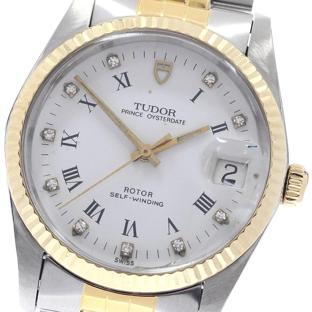 TUDOR PRINCE OYSTER DATE YG BEZEL DIAMOND AUTOMATIC WATCH: TUDOR Prince Oyster Date YG bezel diamond Automatic Watch Brand: TUDOR Type: Wristwatch Material: Band Material Stainless Steel/Gold Plated, Case Material Stainless Steel/YG Color: Band Color Silver /