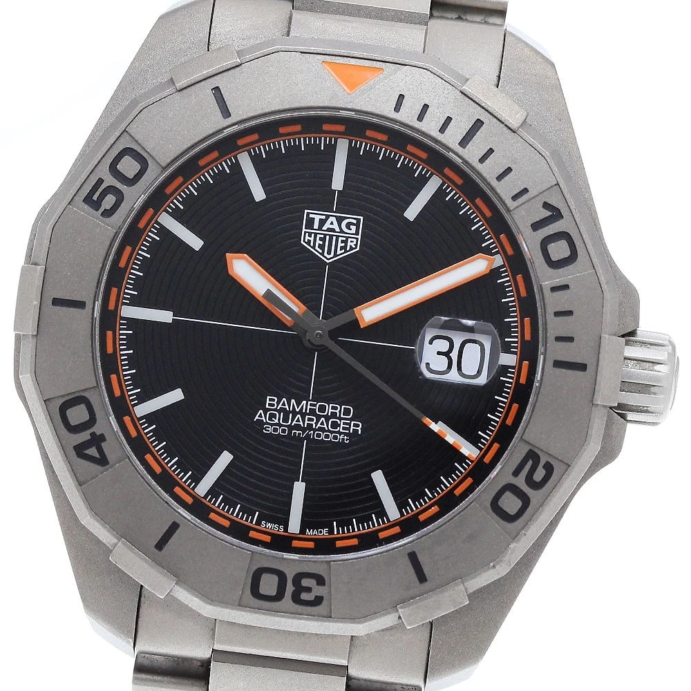 TAG HEUER AQUARACER BANFORD AUTOMATIC WATCH: TAG HEUER Aquaracer Banford Automatic Watch Brand: TAG HEUER Type: Wristwatch Material: Band Material titanium, Case Material titanium Color: Band Color Silver, Dial Colorblack, Case ColorSilver