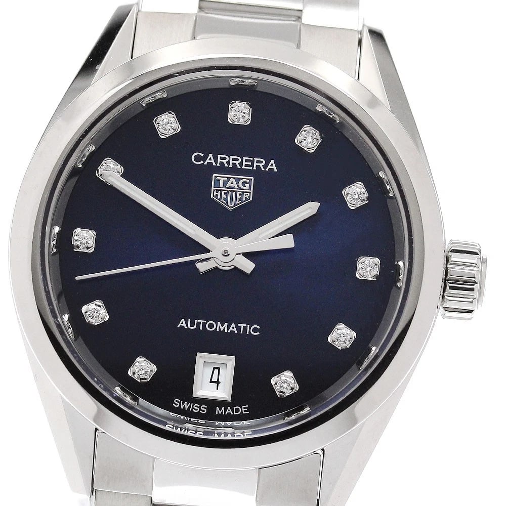 TAG HEUER CARRERA CALIBER AUTOMATIC WATCH: TAG HEUER Carrera Caliber Automatic Watch Brand: TAG HEUER Type: Wristwatch Material: Band Material Stainless Steel, Case Material Stainless Steel Color: Band Color Silver, Dial ColorNavy, Case ColorS