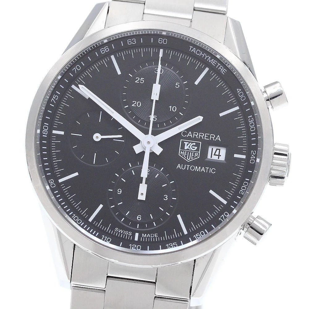TAG HEUER CARRERA CHRONOGRAPH BLACK AUTOMATIC: TAG HEUER Carrera Chronograph black Automatic Brand: TAG HEUER Type: Wristwatch Material: Band Material Stainless Steel, Case Material Stainless Steel Color: Band Color Silver, Dial Colorblack, Case C