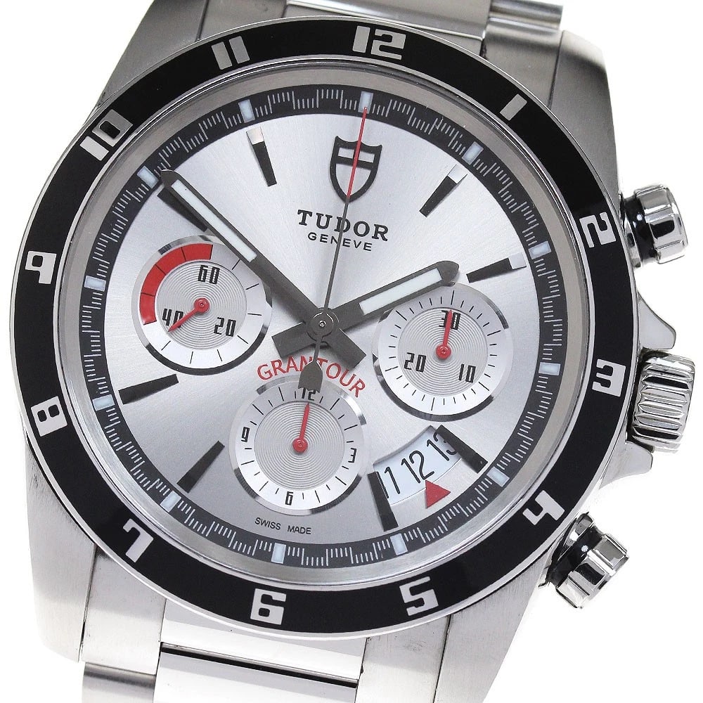 TUDOR GRAND TOUR CHRONO DATE SILVER AUTOMATIC WATCH: TUDOR Grand Tour Chrono Date Silver Automatic Watch Brand: TUDOR Type: Wristwatch Material: Band Material Stainless Steel, Case Material Stainless Steel Color: Band Color Silver, Dial ColorSilver, Cas