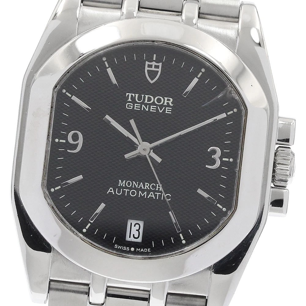 TUDOR MONARCH DATE BLACK AUTOMATIC WATCH: TUDOR Monarch Date black Automatic Watch Brand: TUDOR Type: Wristwatch Material: Band Material Stainless Steel, Case Material Stainless Steel Color: Band Color Silver, Dial Colorblack, Case