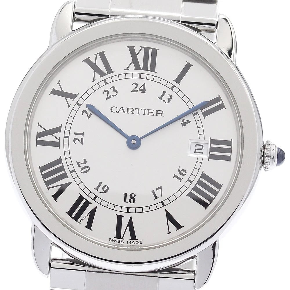 CARTIER RONDE SOLO DATE SILVER QUARTZ WATCH: CARTIER Ronde Solo Date Silver Quartz Watch Brand: CARTIER Type: Wristwatch Material: Band Material Stainless Steel, Case Material Stainless Steel Color: Band Color Silver, Dial ColorSilver, Case Colo
