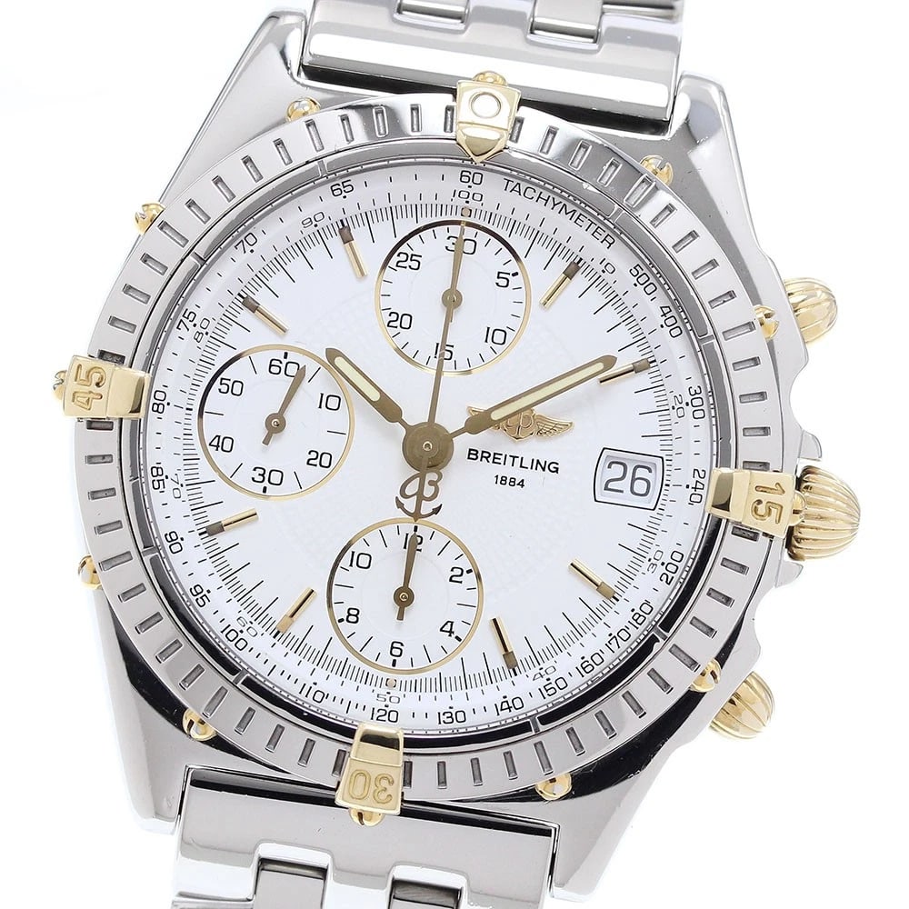 BREITLING CHRONOMAT DATE CHRONOGRAPH AUTOMATIC: BREITLING Chronomat Date Chronograph Automatic Brand: BREITLING Type: Wristwatch Material: Band Material Stainless Steel, Case Material Stainless Steel/YG Color: Band Color Silver, Dial Colorwhite, Ca