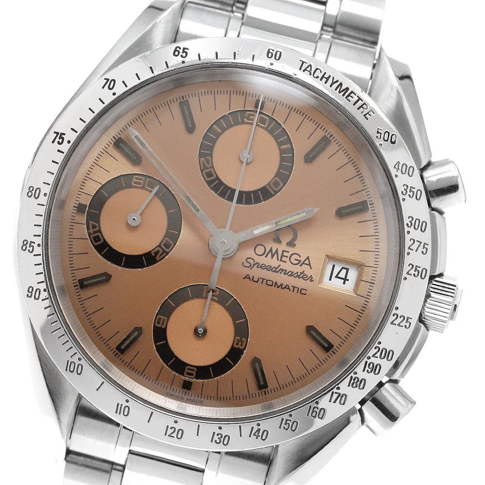 OMEGA SPEEDMASTER DATE ORANGE: OMEGA Speedmaster Date Orange Brand: OMEGA Type: Wristwatch Material: Band Material Stainless Steel, Case Material Stainless Steel Color: Band Color Silver, Dial ColorOrange, Case ColorSilver Size: