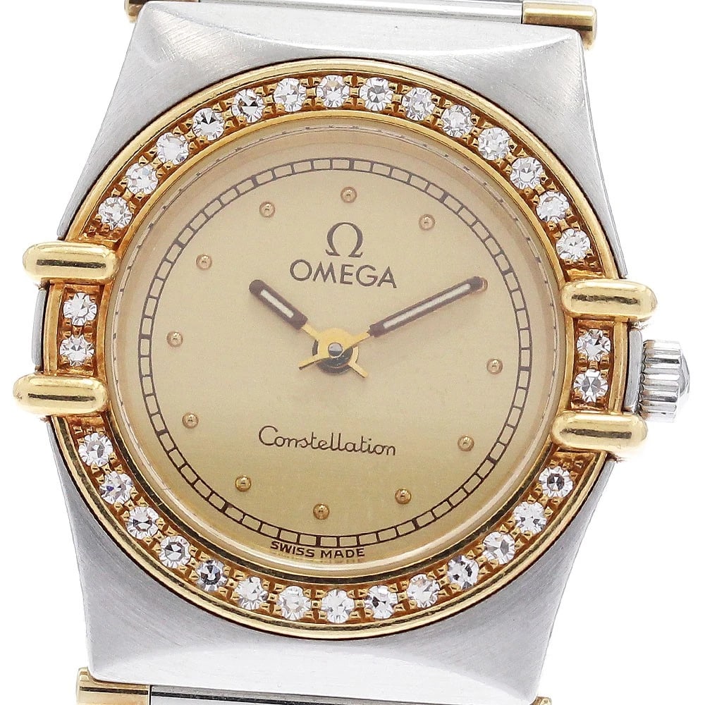 OMEGA CONSTELLATION DIAMOND BEZEL GOLD QUARTZ WATCH: OMEGA Constellation Diamond Bezel gold Quartz Watch Brand: OMEGA Type: Wristwatch Material: Band Material Stainless Steel/YG, Case Material Stainless Steel/YG Color: Band Color Gold / Silver, Dial Col