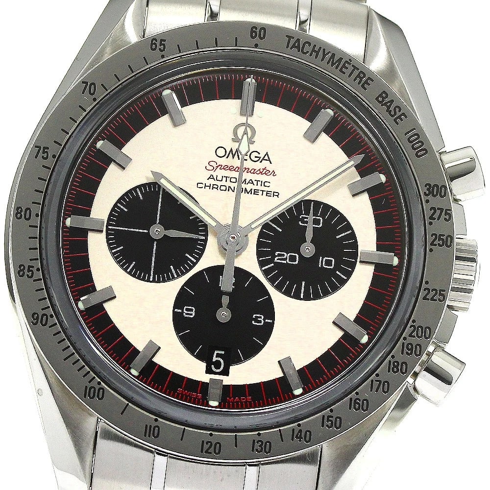 OMEGA SPEEDMASTER LEGEND CHRONOGRAPH AUTOMATIC WATCH: OMEGA Speedmaster Legend Chronograph Automatic Watch Brand: OMEGA Type: Wristwatch Material: Band Material Stainless Steel, Case Material Stainless Steel Color: Band Color Silver, Dial ColorWhite / bl