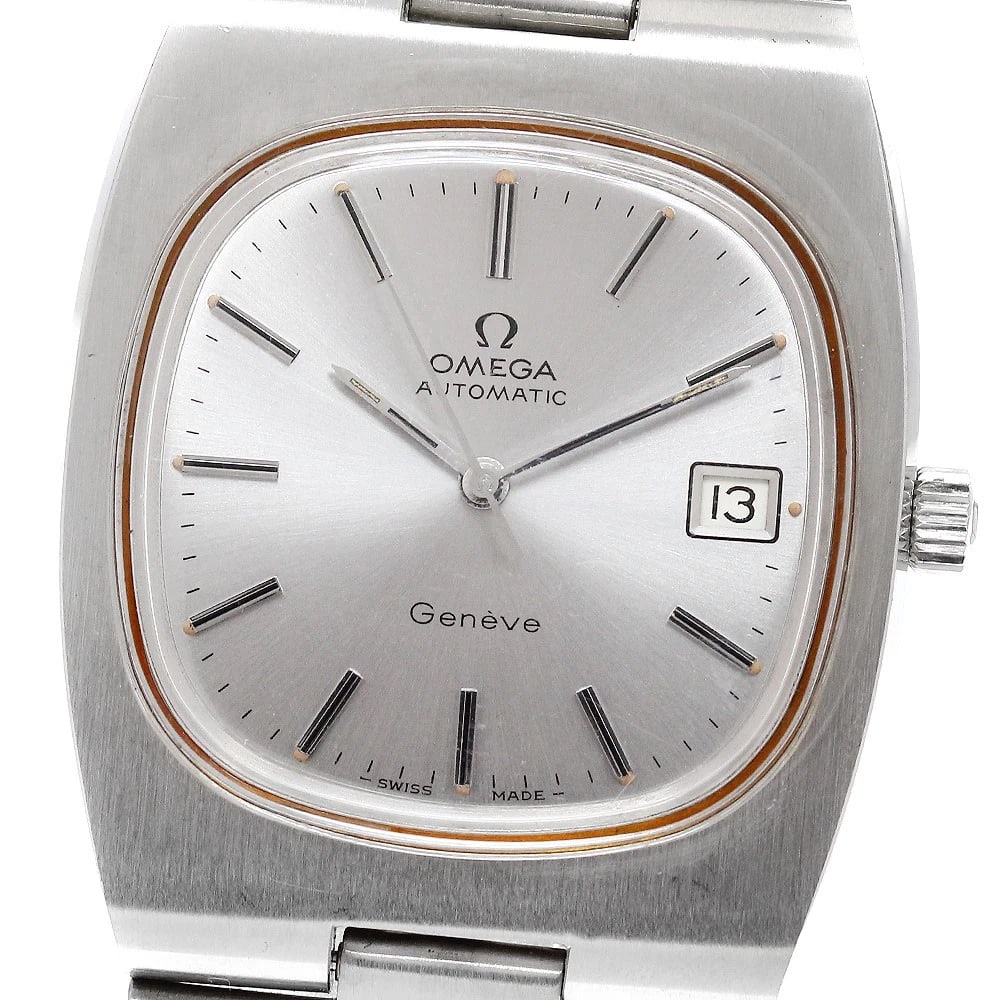 OMEGA GENEVE DATE SILVER AUTOMATIC WATCH: OMEGA Geneve Date Silver Automatic Watch Brand: OMEGA Type: Wristwatch Material: Band Material Stainless Steel, Case Material Stainless Steel Color: Band Color Silver, Dial ColorSilver, Case ColorSilv