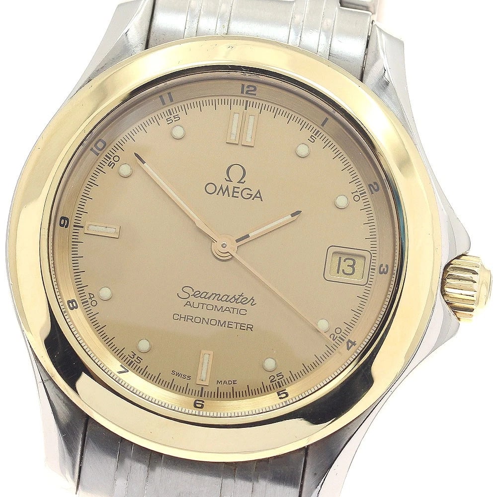 OMEGA SEAMASTER YG BEZEL CHRONOMETER GOLD AUTOMATIC: OMEGA Seamaster YG bezel chronometer gold Automatic Brand: OMEGA Type: Wristwatch Material: Band Material Stainless Steel, Case Material Stainless Steel/YG Color: Band Color Silver, Dial Colorgold, Ca