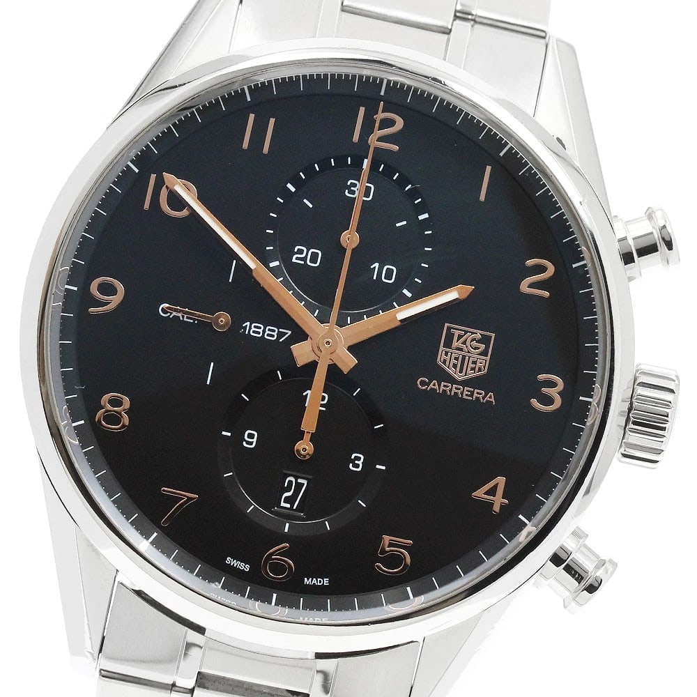 TAG HEUER CARRERA CALIBER CHRONOGRAPH AUTOMATIC: TAG HEUER Carrera Caliber Chronograph Automatic Brand: TAG HEUER Type: Wristwatch Material: Band Material Stainless Steel, Case Material Stainless Steel Color: Band Color Silver, Dial Colorblack, Case