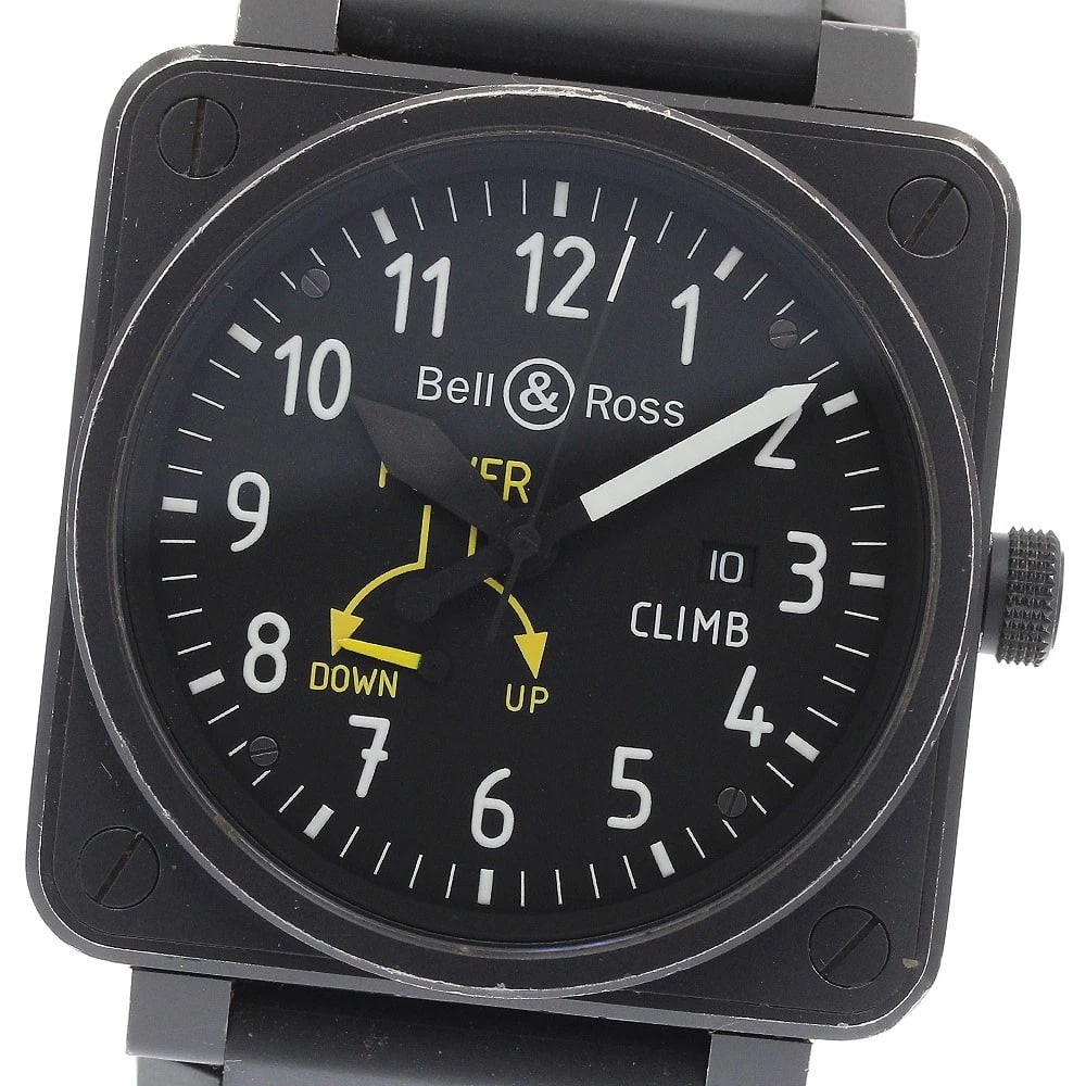 BELL?ROSS CLIMB DATE POWER RESERVE AUTOMATIC: Bell?Ross Climb Date power reserve Automatic Brand: Bell?Ross Type: Wristwatch Material: Band Material rubber, Case Material Stainless Steel Color: Band Color black, Dial Colorblack, Case Colorblack S