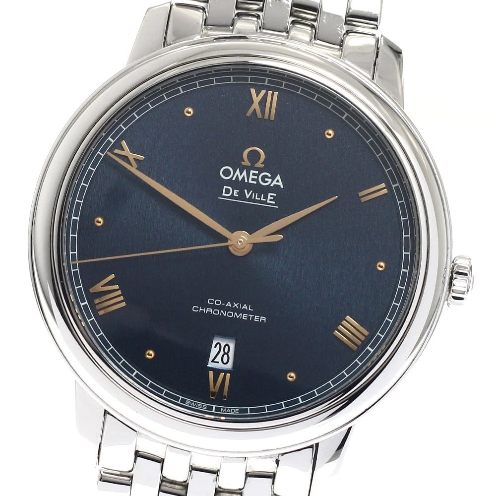 OMEGA DE VILLE PRESTIGE NAVY AUTOMATIC: OMEGA De Ville Prestige Navy Automatic Brand: OMEGA Type: Wristwatch Material: Band Material Stainless Steel, Case Material Stainless Steel Color: Band Color Silver, Dial ColorNavy, Case ColorSilver