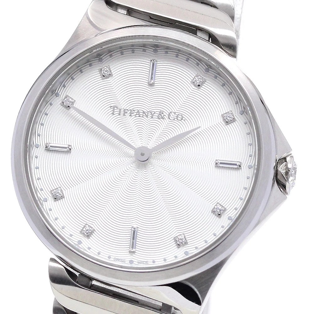TIFFANY&CO DIAMOND SILVER QUARTZ: TIFFANY&Co diamond Silver Quartz Brand: TIFFANY&Co. Type: Wristwatch Material: Band Material Stainless Steel, Case Material Stainless Steel Color: Band Color Silver, Dial ColorSilver, Case