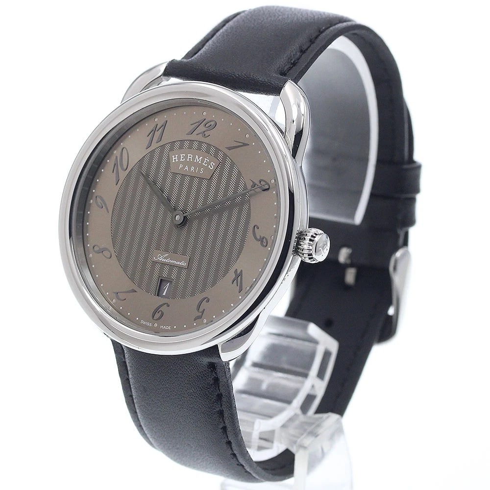HERMES ARCEAU DATE GRAY AUTOMATIC WATCH - 2