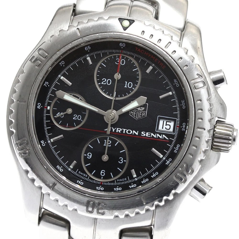 TAG HEUER AYRTON SENNA AUTOMATIC WATCH: TAG HEUER Ayrton Senna Automatic Watch Brand: TAG HEUER Type: Wristwatch Material: Band Material Stainless Steel, Case Material Stainless Steel Color: Band Color Silver, Dial Colorblack, Case