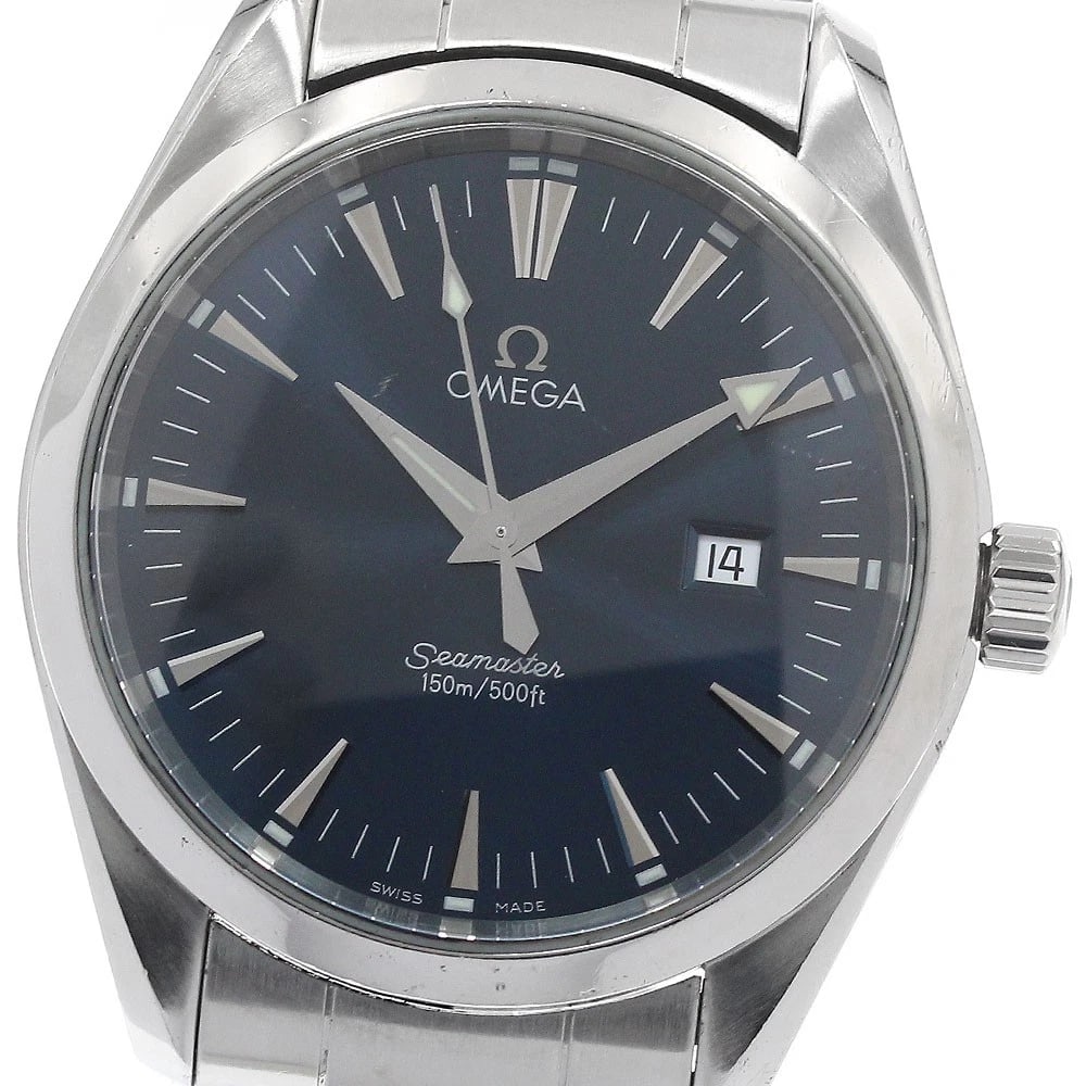 OMEGA SEAMASTER AQUA TERRA DATE NAVY QUARTZ WATCH: OMEGA Seamaster Aqua Terra Date Navy Quartz Watch Brand: OMEGA Type: Wristwatch Material: Band Material Stainless Steel, Case Material Stainless Steel Color: Band Color Silver, Dial ColorNavy, Case Co