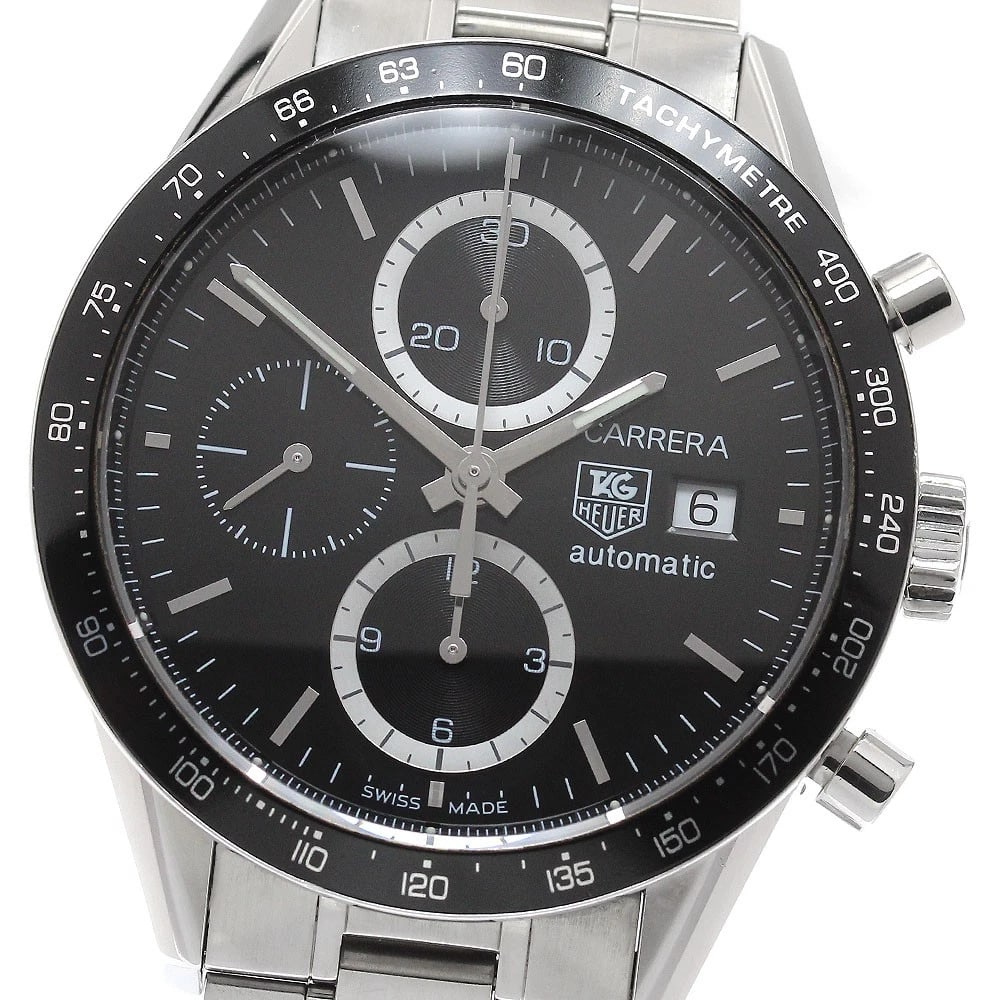 TAG HEUER CARRERA CHRONOGRAPH DATE BLACK AUTO WATCH: TAG HEUER Carrera Chronograph Date black Auto Watch Brand: TAG HEUER Type: Wristwatch Material: Band Material Stainless Steel, Case Material Stainless Steel Color: Band Color Silver, Dial Colorblack, 