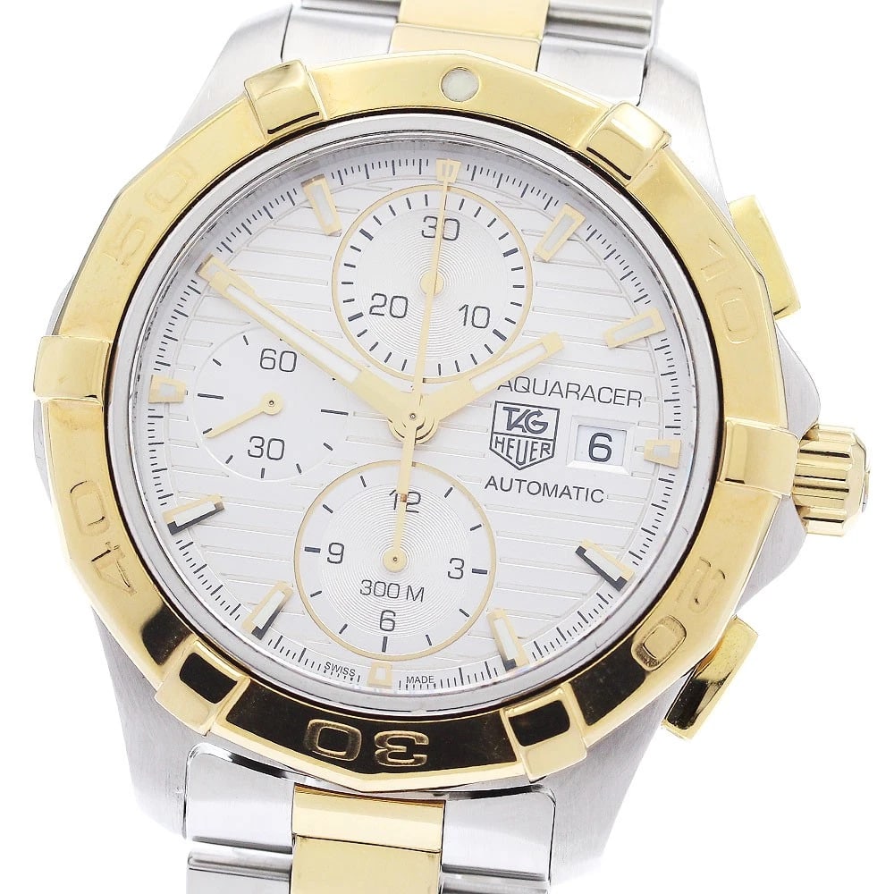 TAG HEUER AQUARACER CHRONOGRAPH AUTOMATIC WATCH: TAG HEUER Aquaracer Chronograph Automatic Watch Brand: TAG HEUER Type: Wristwatch Material: Band Material Stainless Steel/Gold Plated, Case Material Stainless Steel/Gold Plated Color: Band Color Silve