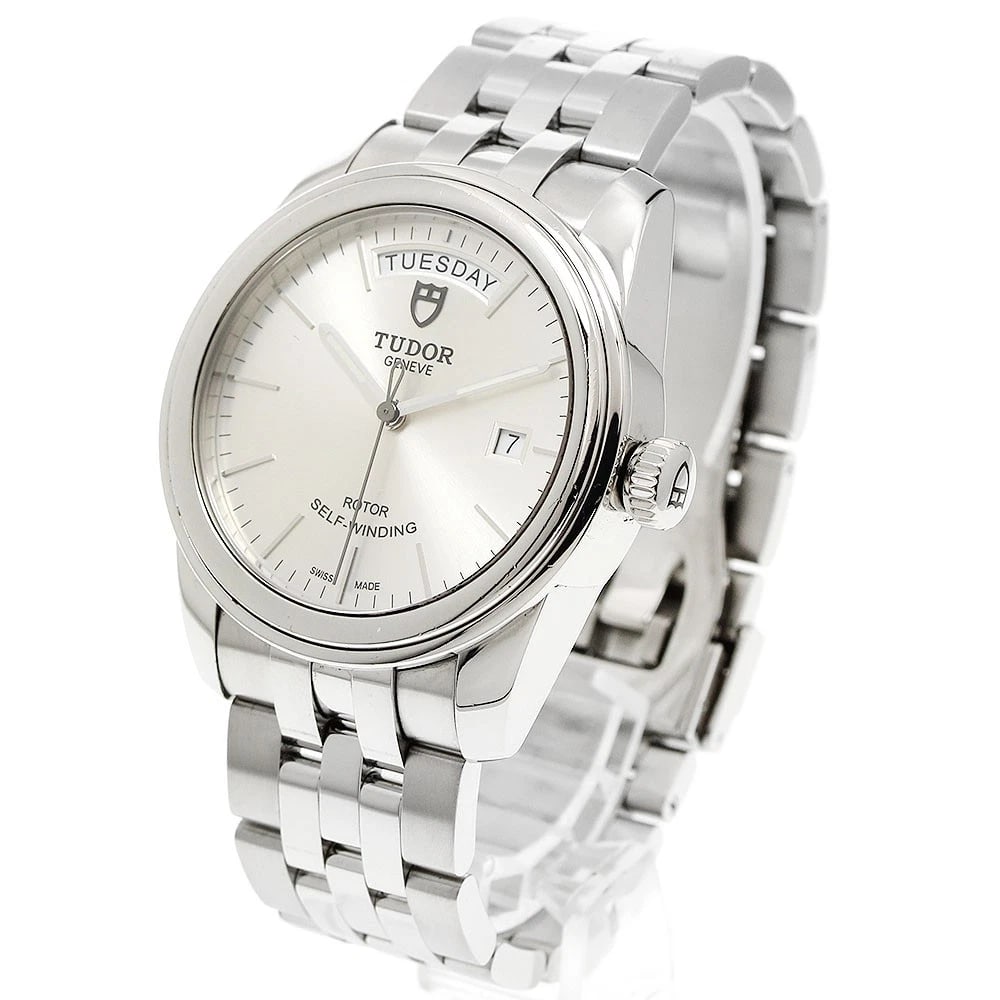 TUDOR GLAMOR DATE SILVER AUTOMATIC WATCH - 2