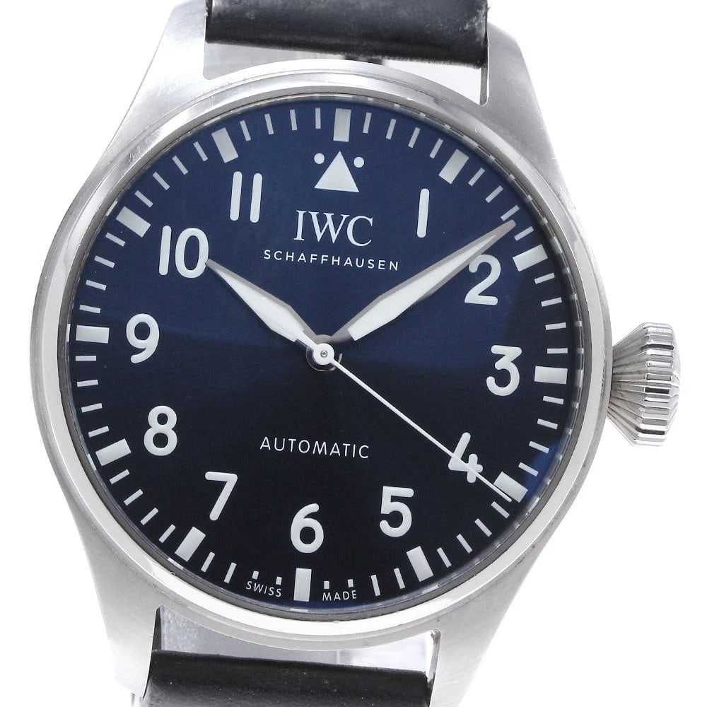 IWC SCHAFFHAUSEN BIG PILOT WATCH DATE NAVY AUTOMATIC: IWC SCHAFFHAUSEN big pilot watch Date Navy Automatic Brand: IWC SCHAFFHAUSEN Type: Wristwatch Material: Band Material leather, Case Material Stainless Steel Color: Band Color black, Dial ColorNavy, Ca