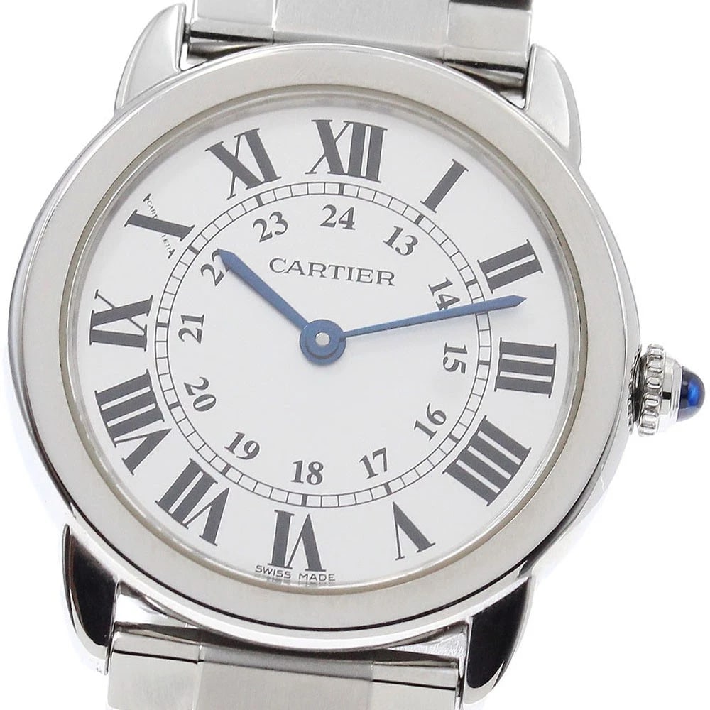 CARTIER RONDE SOLO SILVER QUARTZ WATCH: CARTIER Ronde Solo Silver Quartz Watch Brand: CARTIER Type: Wristwatch Material: Band Material Stainless Steel, Case Material Stainless Steel Color: Band Color Silver, Dial ColorSilver, Case
