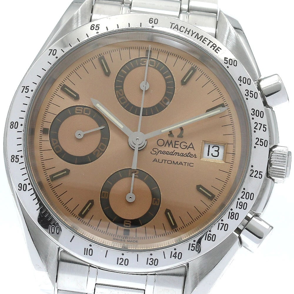 OMEGA SPEEDMASTER DATE AUTOMATIC WATCH: OMEGA Speedmaster Date Automatic Watch Brand: OMEGA Type: Wristwatch Material: Band Material Stainless Steel, Case Material Stainless Steel Color: Band Color Silver, Dial ColorOrange, Case