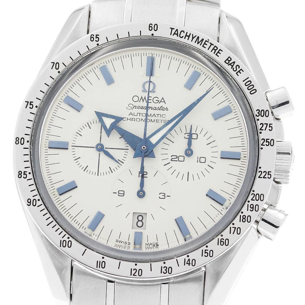 OMEGA SPEEDMASTER BROAD ARROW DATE CHRONOGRAPH AUTOMATIC: OMEGA Speedmaster Broad Arrow Date Chronograph Automatic Brand: OMEGA Type: Wristwatch Material: Band Material Stainless Steel, Case Material Stainless Steel Color: Band Color Silver, Dial Colorwhite,