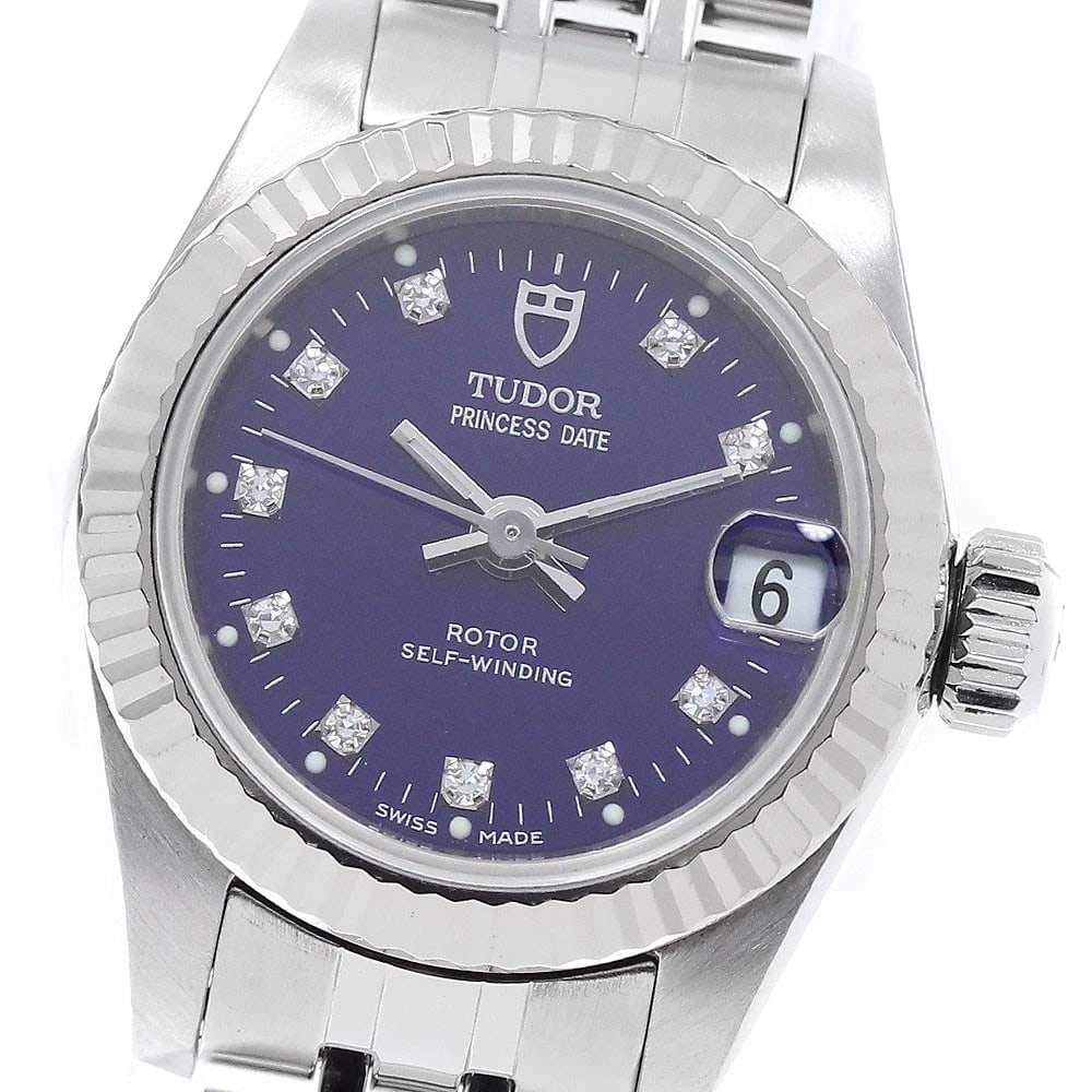 TUDOR PRINCESS DATE BEZEL BLUE AUTOMATIC WATCH: TUDOR Princess Date bezel blue Automatic Watch Brand: TUDOR Type: Wristwatch Material: Band Material Stainless Steel, Case Material Stainless Steel/WG Color: Band Color Silver, Dial Colorblue, Case Co