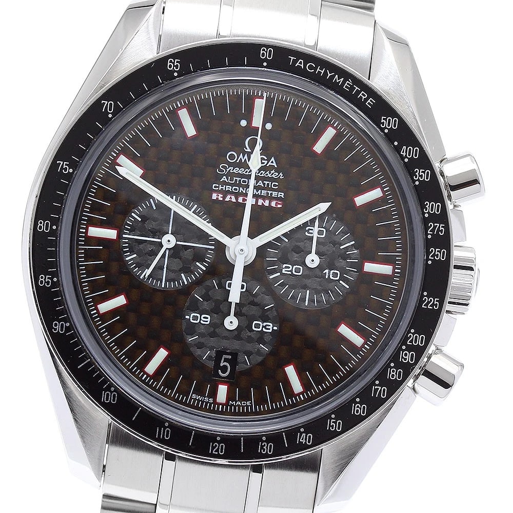 OMEGA SPEEDMASTER RACING CHRONOGRAPH AUTOMATIC WATCH: OMEGA Speedmaster Racing Chronograph Automatic Watch Brand: OMEGA Type: Wristwatch Material: Band Material Stainless Steel, Case Material Stainless Steel Color: Band Color Silver, Dial ColorBlack