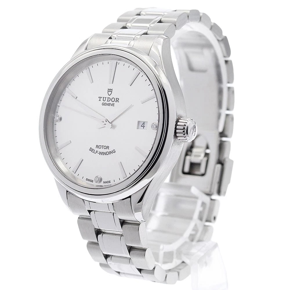 TUDOR STYLE DATE DIAMOND SILVER AUTOMATIC WATCH - 2