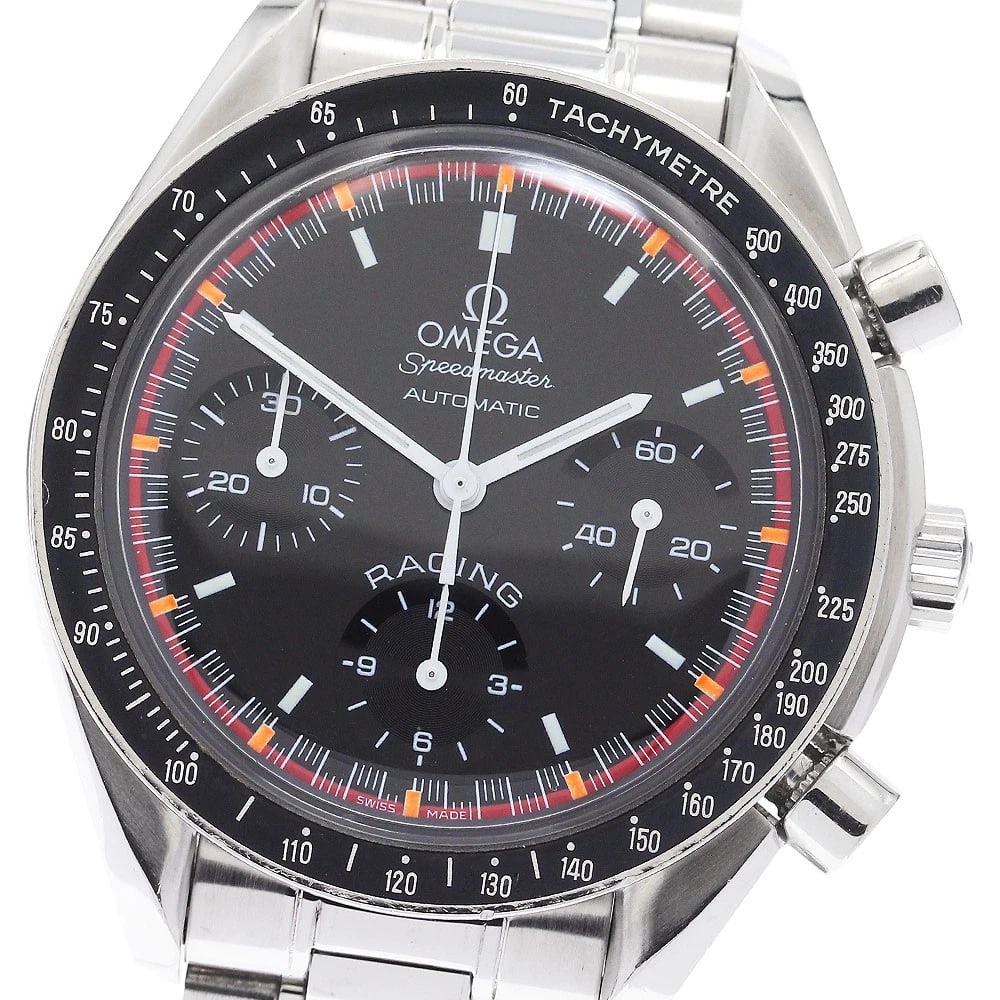 OMEGA SPEEDMASTER RACING WATCH: OMEGA Speedmaster Racing Watch Brand: OMEGA Type: Wristwatch Material: Band Material Stainless Steel, Case Material Stainless Steel Color: Band Color Silver, Dial Colorblack, Case ColorSilver Size: Ca