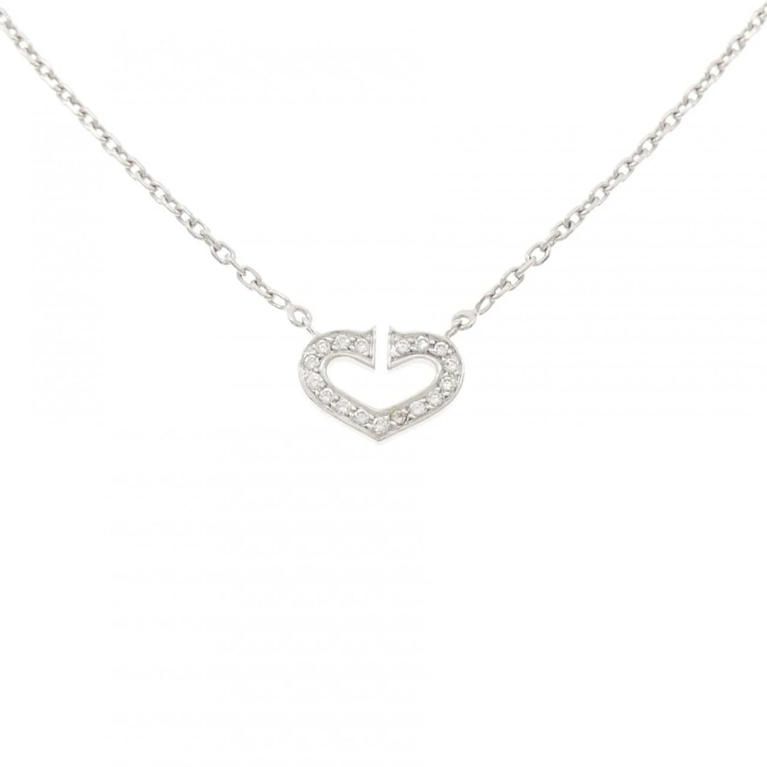 CARTIER C HEART NECKLACE: Cartier C Heart Necklace Brand: CARTIER Type: Necklace Material: 750 white gold, Main Stone/Creation Natural Color: white gold Size: 40cm Actual Size Pendant length approx. x width approx.: