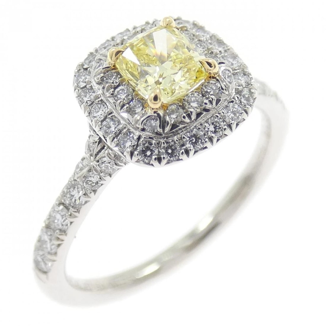 TIFFANY&CO. SOLESTE RING: TIFFANY&Co. Soleste Ring Brand: TIFFANY&Co. Type: Ring Material: Platinum 950/750 Yellow Gold, Main Stone/Creation Natural Color: None Size: US 4 1/2 Accessories: None Accessories Notice: When