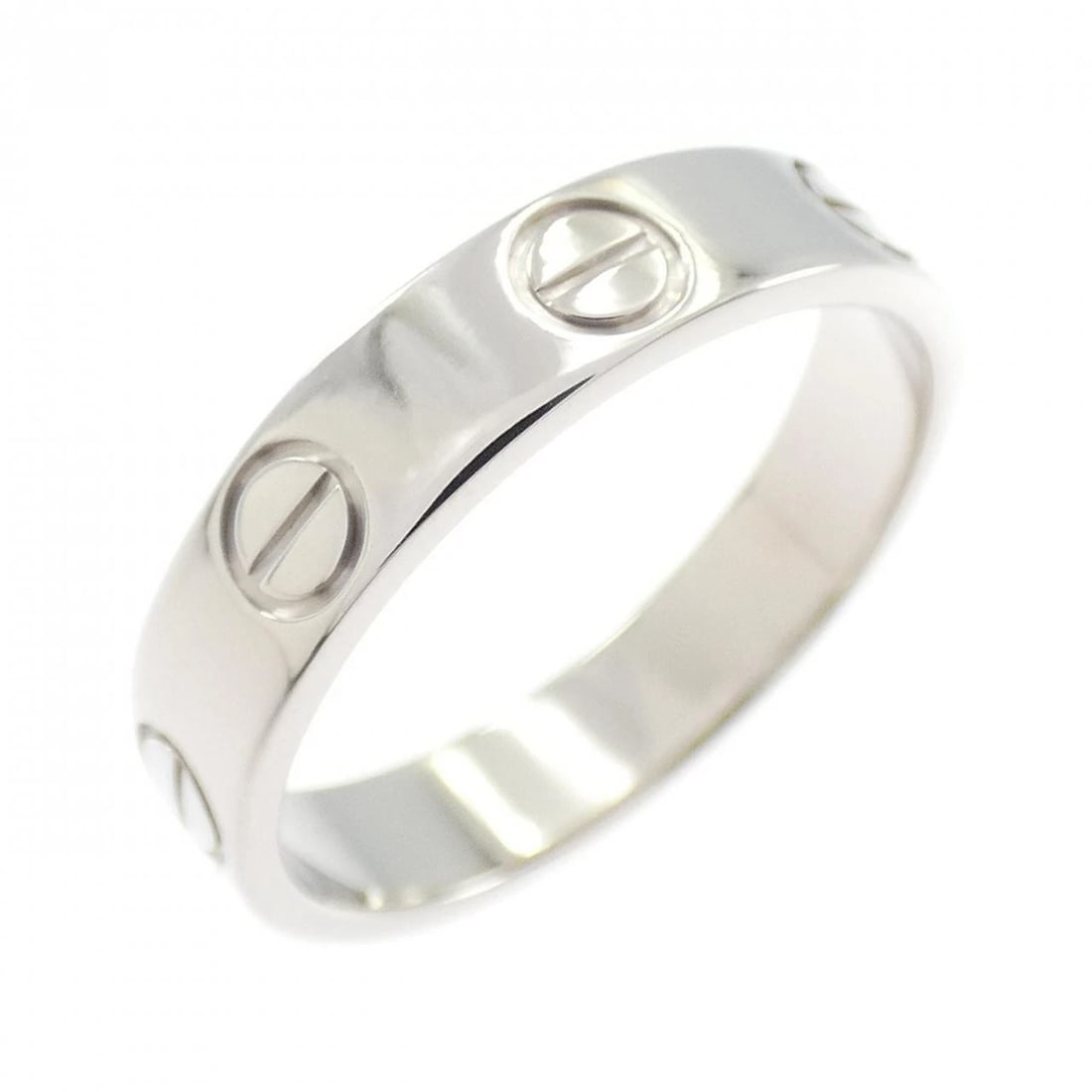 CARTIER MINI LOVE RING: Cartier Mini Love Ring Brand: CARTIER Type: Ring Material: 750 white gold, Color: White Gold Size: US 4(47) Accessories: None Accessories Notice: When purchasing pre-owned goods, please refer to the